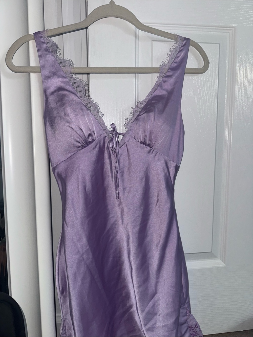Beginning Boutique Lavender Satin Lace-Trim Chemise